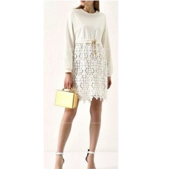 See By Chloe Dresses & Skirts - See By Chloe Cotton Jersey Guipure Lace Bottom Dress Loose Fit women size M NWT